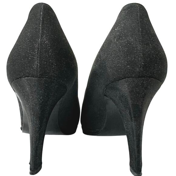 Vintage 80s/90s Stuart Weitzman for Neiman Marcus Black Satin Rhinestone Heels 8 - Picture 9 of 13